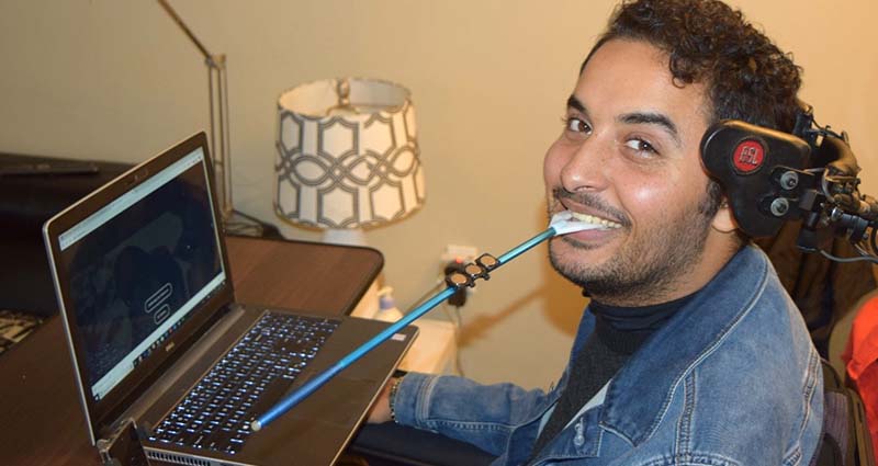 Young man using laptop